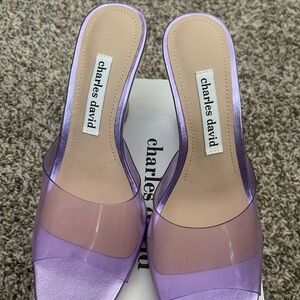 Charles David Lavender Transparent Mules